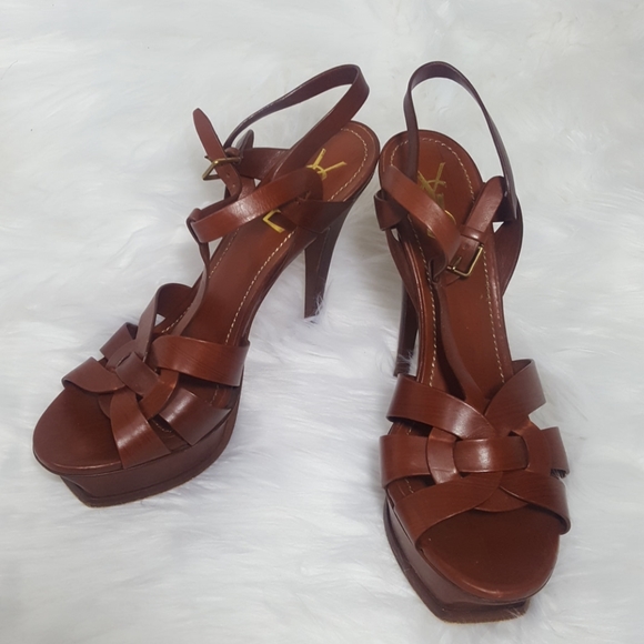 Yves Saint Laurent Shoes - Yves Saint Laurent Brown Platform Sandals Size 9.5